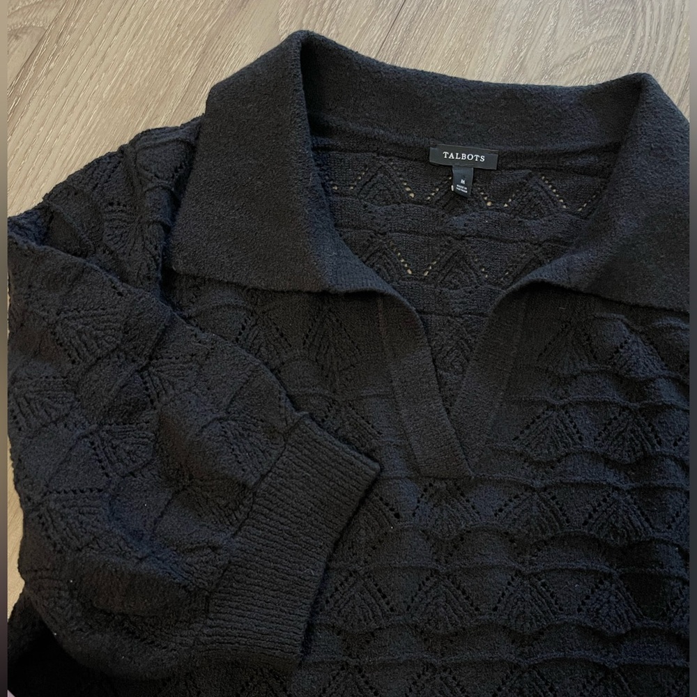 Talbots Open Stitch Johnny Collar Pullover